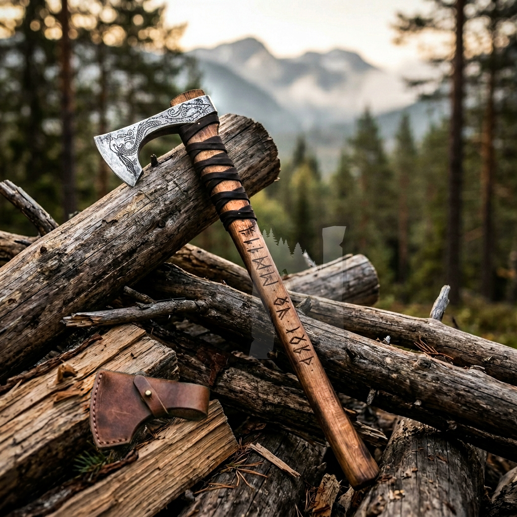 Hand-Forged Scandinavian Mammen Axe - Viking Drakka Hatchet