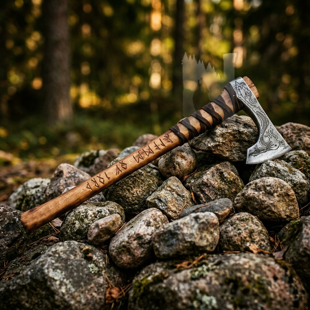 Hand-Forged Scandinavian Mammen Axe - Viking Drakka Hatchet