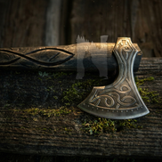 Hand-Forged Ancient Viking Knot Axe - Celtic Norse Bearded Axe