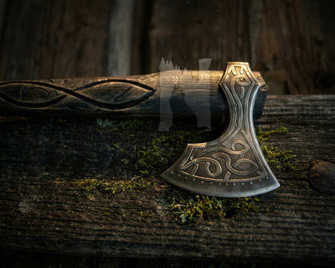 Hand-Forged Ancient Viking Knot Axe - Celtic Norse Bearded Axe