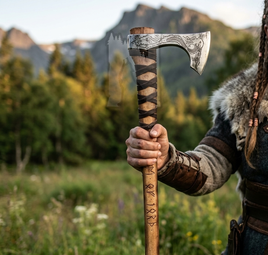 Hand-Forged Scandinavian Mammen Axe - Viking Drakka Hatchet