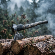 Hand-Forged Ancient Viking Knot Axe - Celtic Norse Bearded Axe