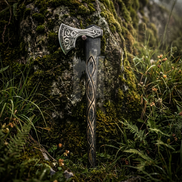 Hand-Forged Ancient Viking Knot Axe - Celtic Norse Bearded Axe