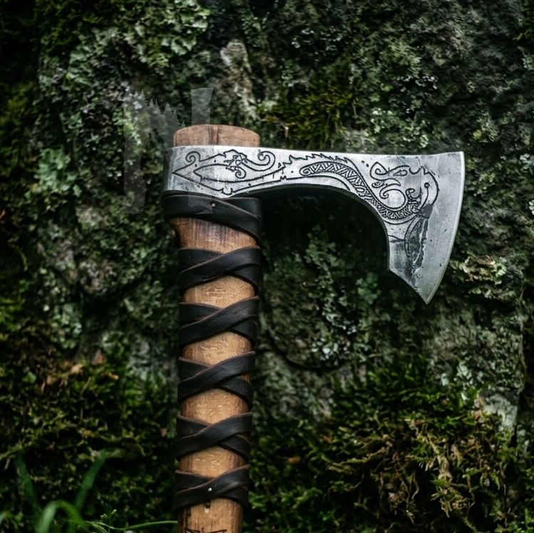 Hand-Forged Scandinavian Mammen Axe - Viking Drakka Hatchet