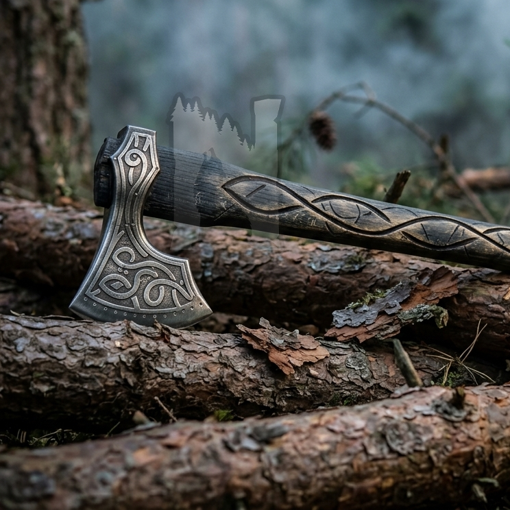 Hand-Forged Ancient Viking Knot Axe - Celtic Norse Bearded Axe