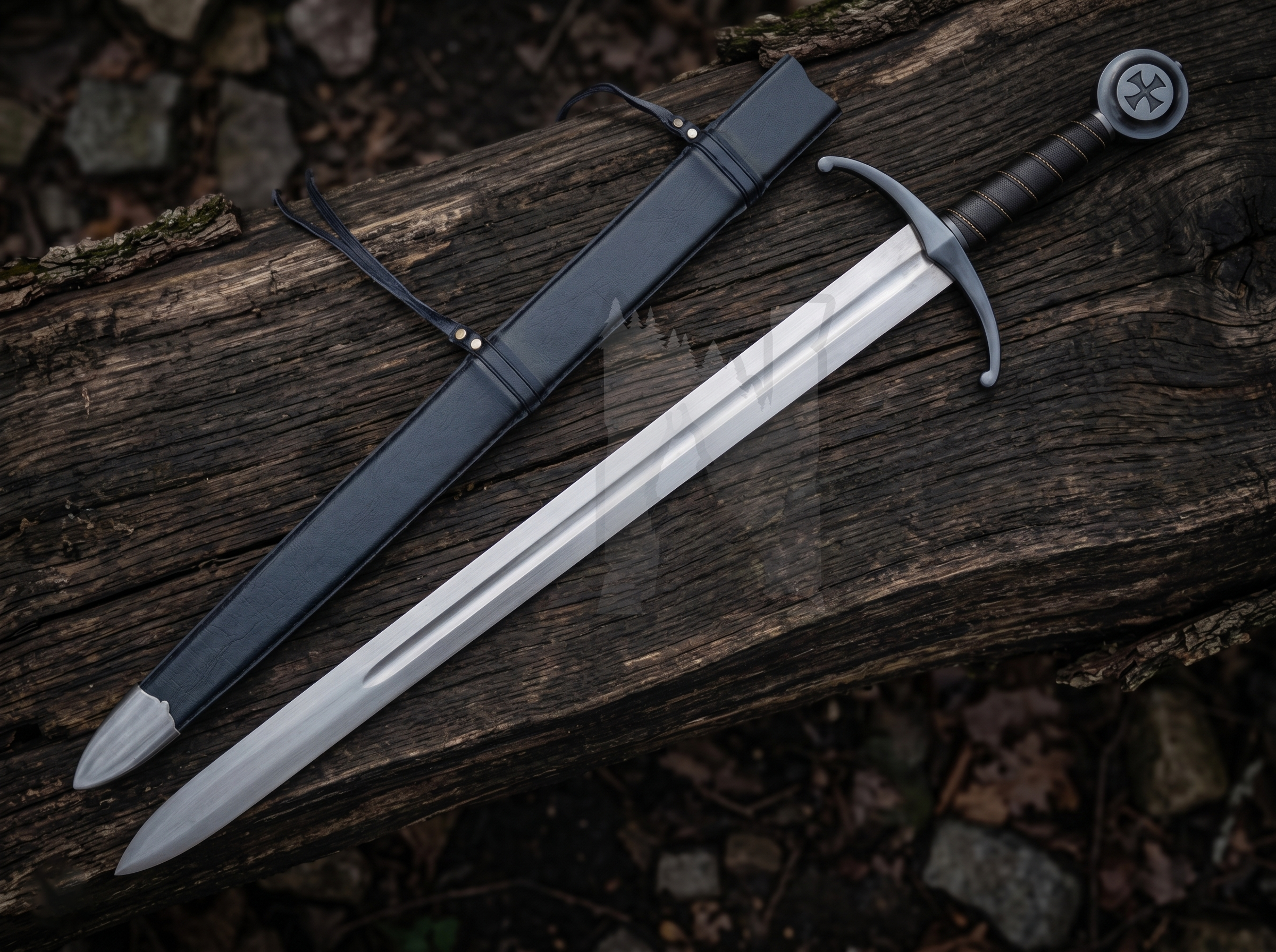 Custom Handmade Acid Washed Templar Cross Sword Replica
