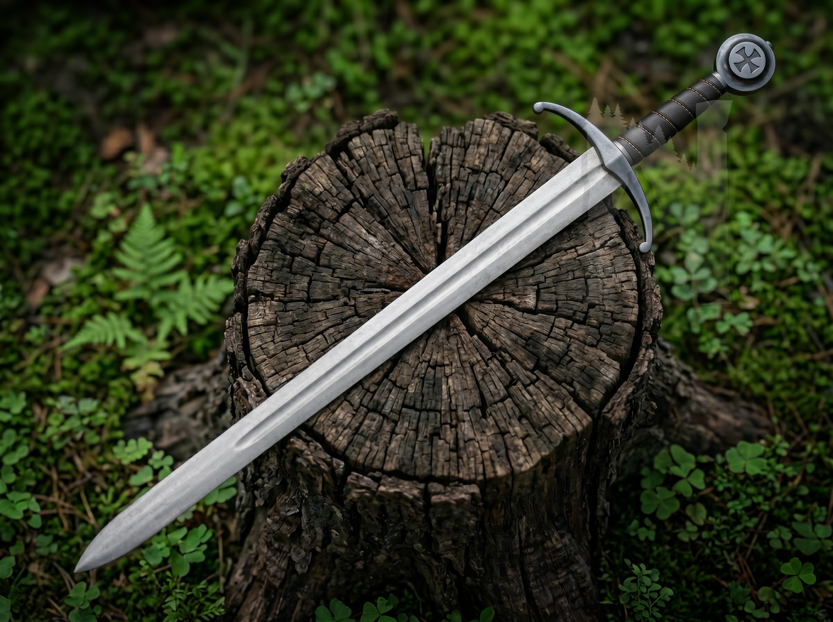Custom Handmade Acid Washed Templar Cross Sword Replica