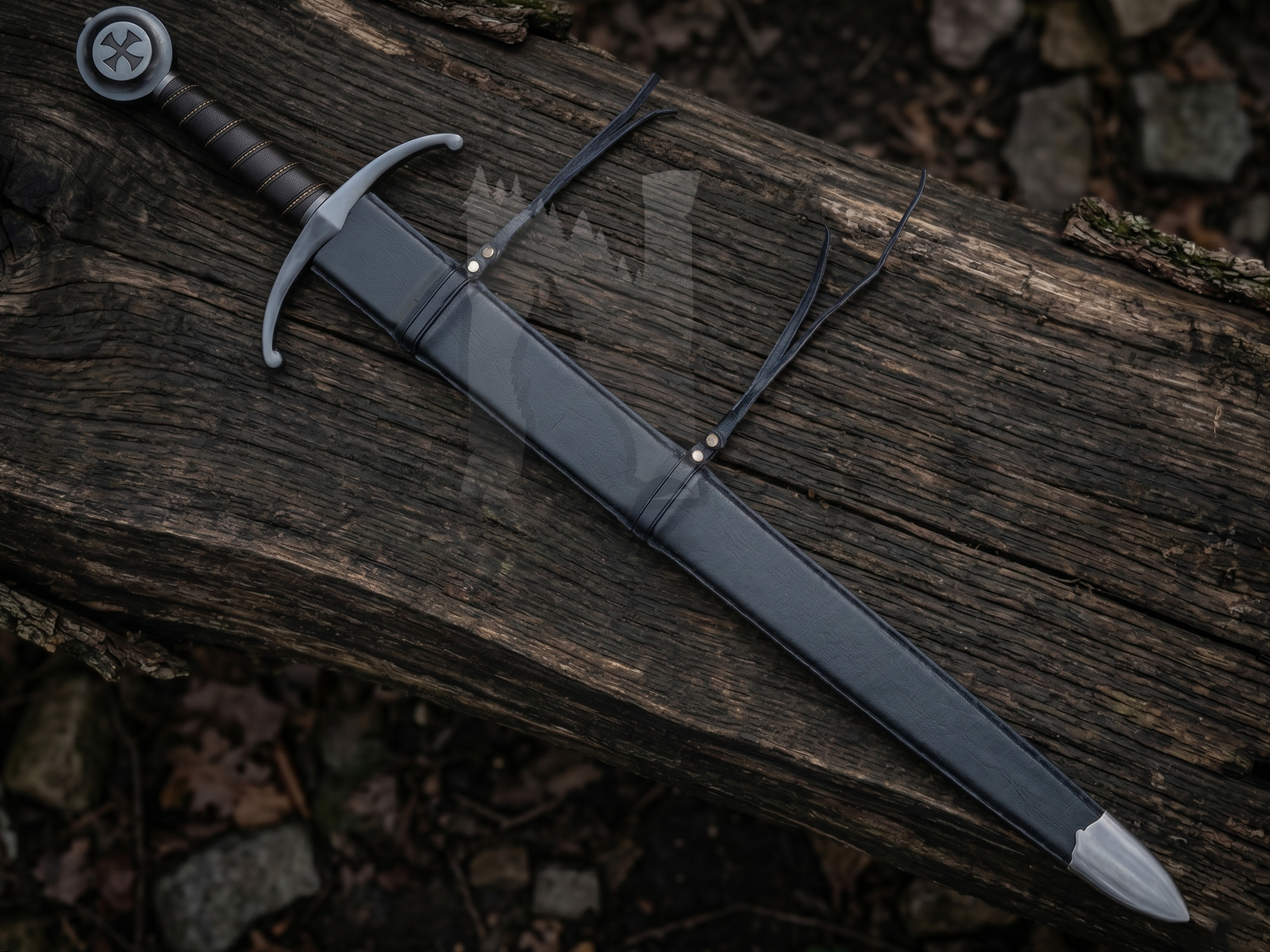 Custom Handmade Acid Washed Templar Cross Sword Replica