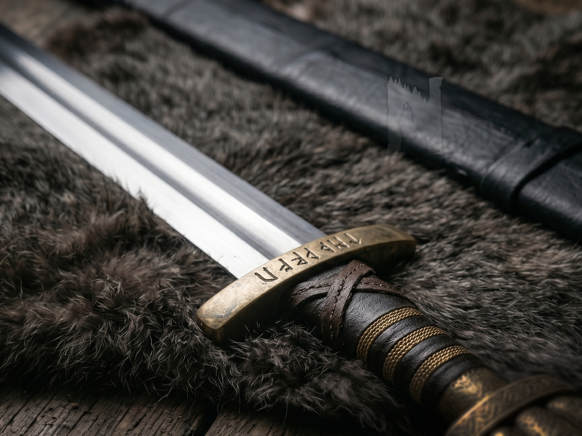 Handmade Viking Brass Pommel Sword - Authentic Replica with Scabbard