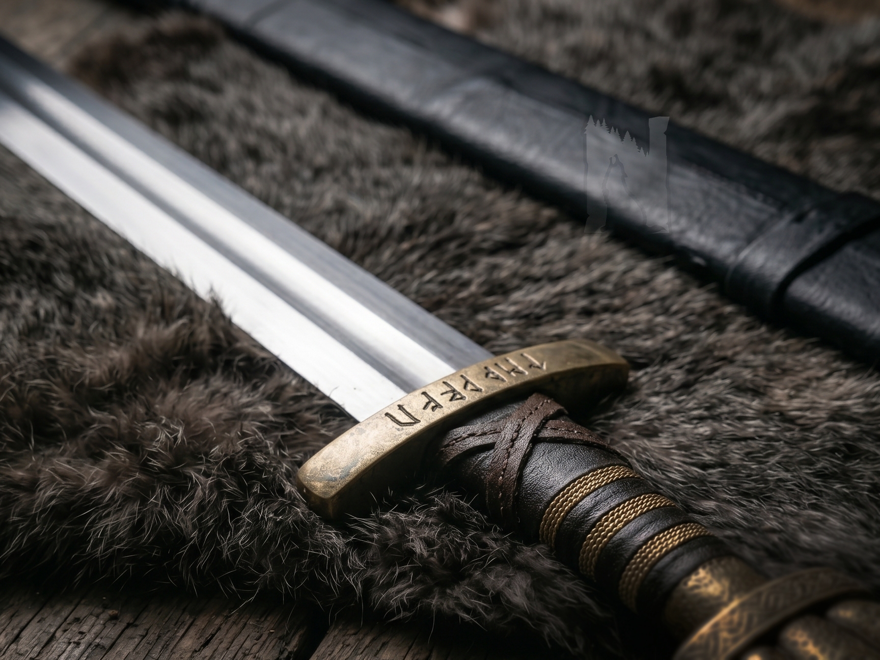 Handmade Viking Brass Pommel Sword - Authentic Replica with Scabbard