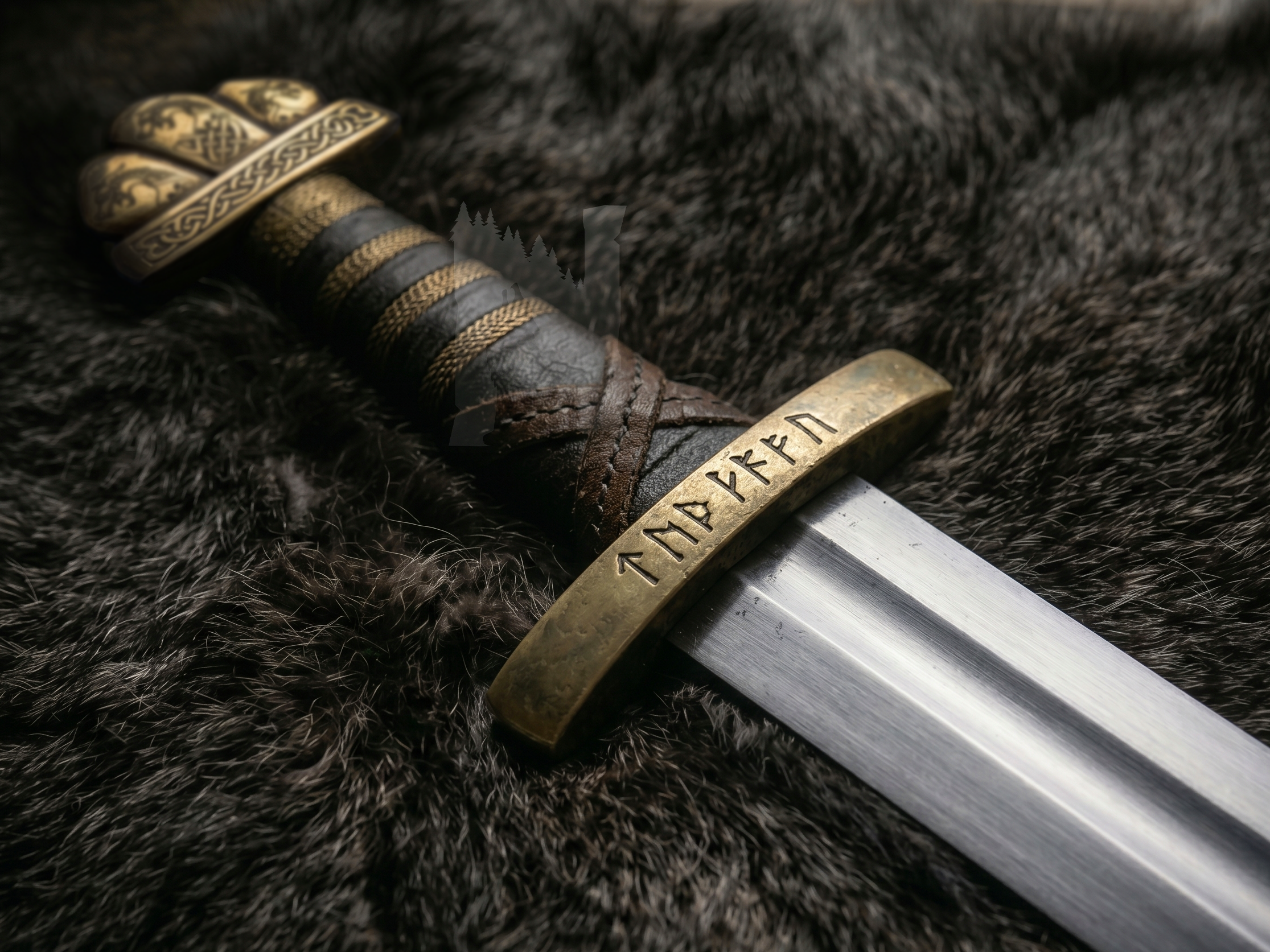 Handmade Viking Brass Pommel Sword - Authentic Replica with Scabbard