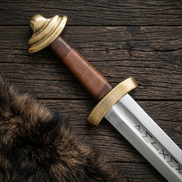 11th Century Viking Sword - Hand Forged BLade with Runes and Brass Handle
