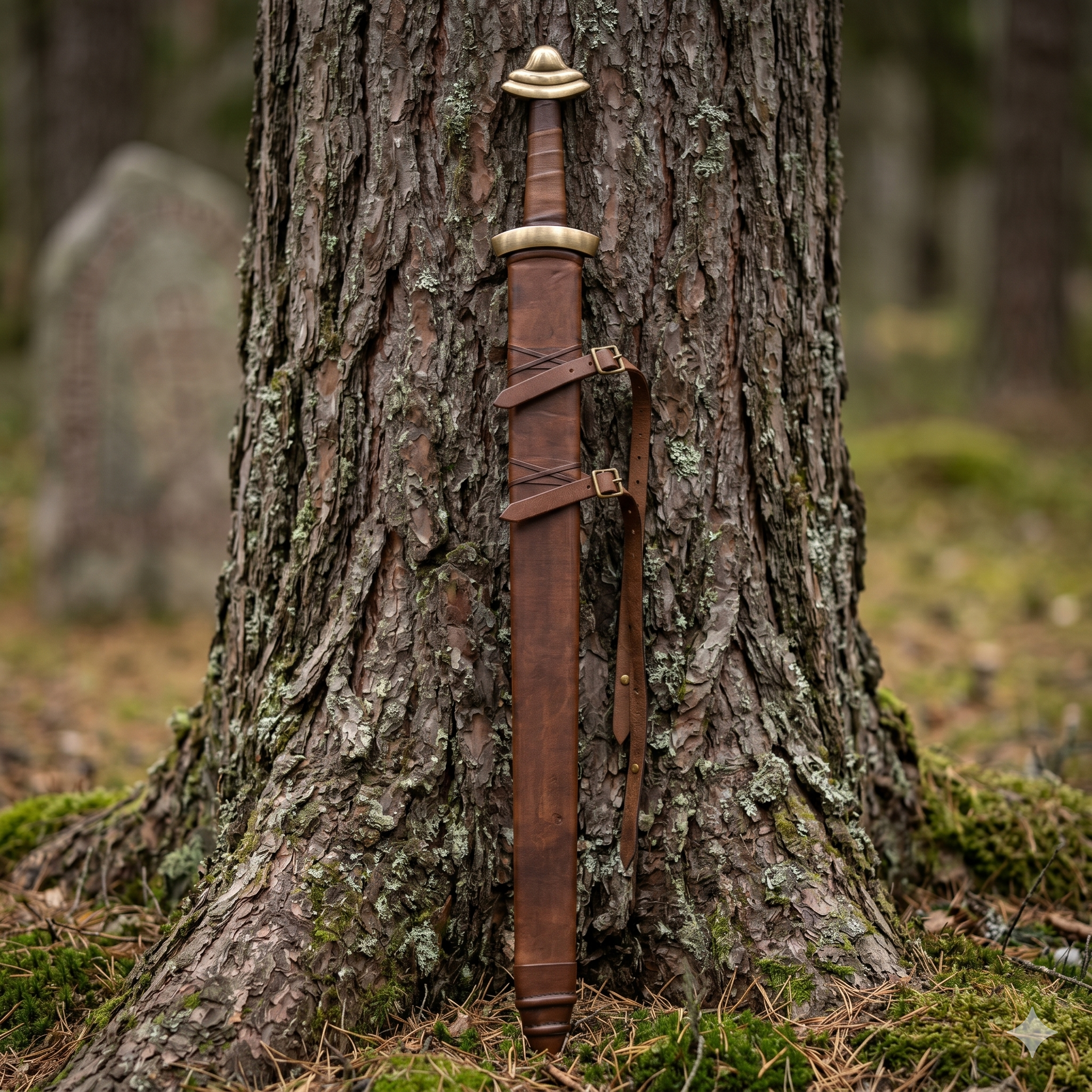 11th Century Viking Sword - Hand Forged BLade with Runes and Brass Handle