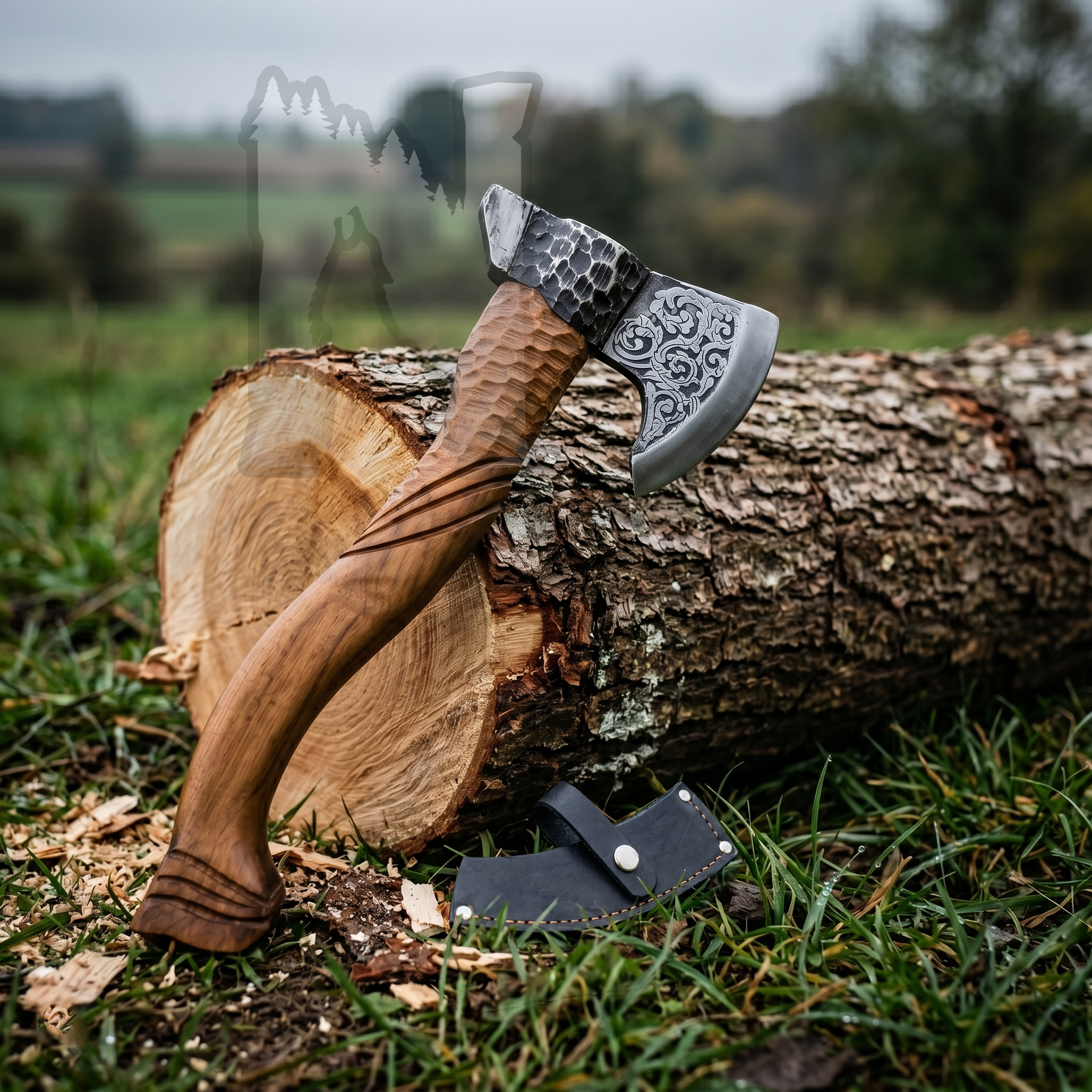 Hand-Forged Medieval Axe - Carbon Steel Axe & Leather Sheath