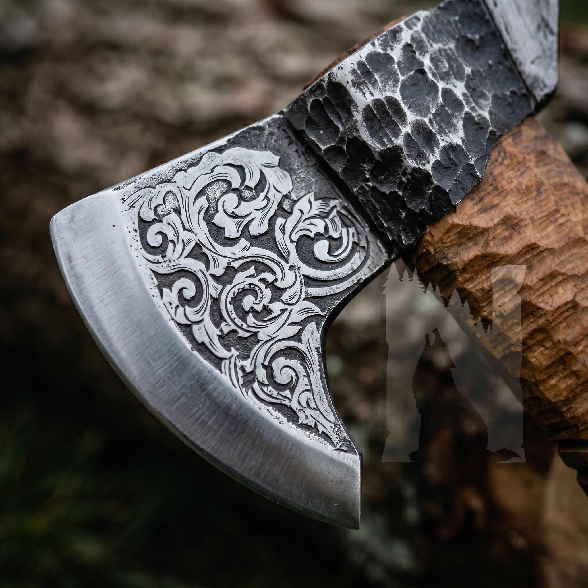 Hand-Forged Medieval Axe - Carbon Steel Axe & Leather Sheath