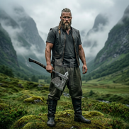 Hand-Forged Odin’s Judgement Axe with Norse Engraved Rune Handle