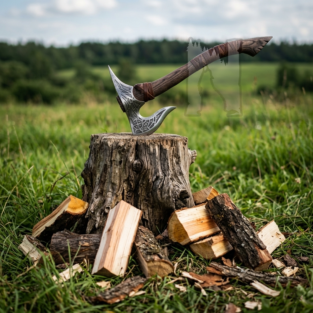 Hand-Forged Viking Axe - Sun Flare Edition Viking Tool