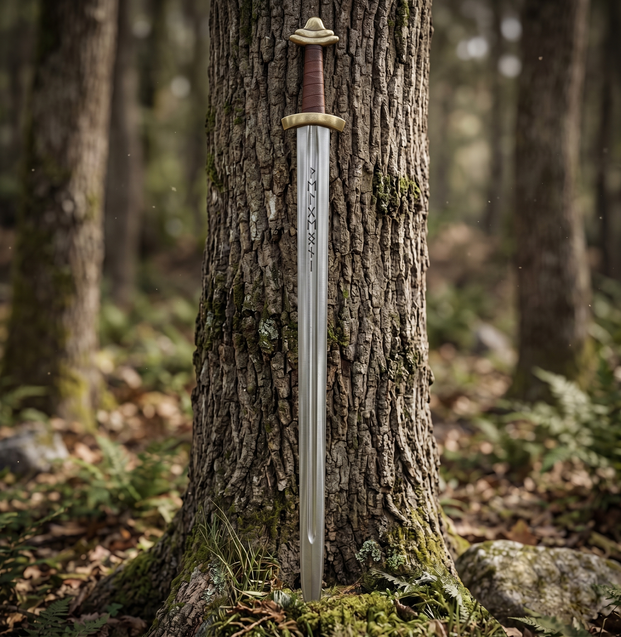 11th Century Viking Sword - Hand Forged BLade with Runes and Brass Handle
